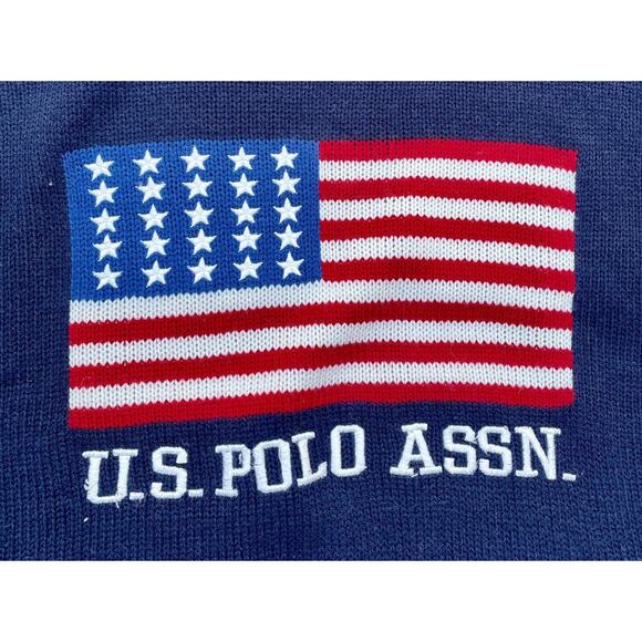 US Polo Association Blue Knitted Pull Over Long Sleeve Sweater Jacket Size XXL‎ - Picture 3 of 5